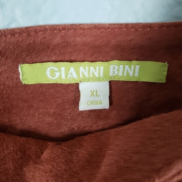 GIANNI BINI Leather Darcey Mini Skirt Rust Suede Sz XL Western Goblincore - Picture 5 of 7